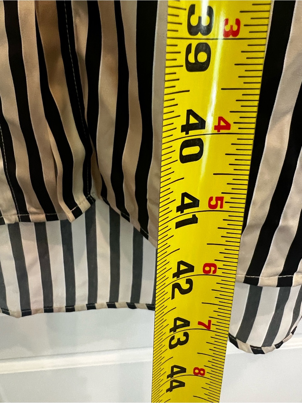 Banana Republic Petite Medium Black Cream Stripe Midi Shirt Dress Long Sleeve - Picture 8 of 8